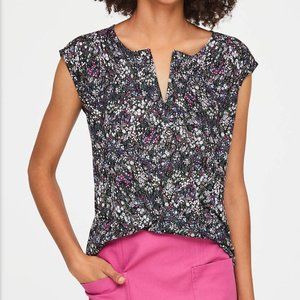LOFT Outlet S Floral Patterned Split Neck Top